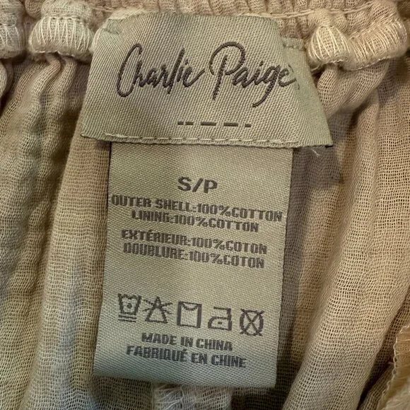 Charlie Paige Wide-Leg  Cotton Pants - Cream - Picture 5 of 10